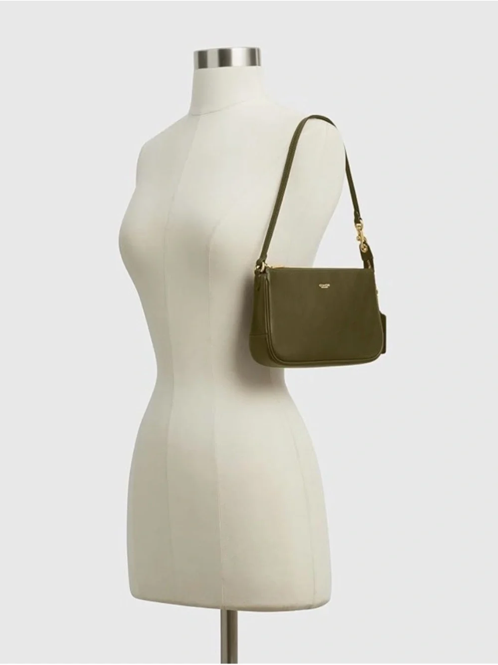 Coach Olive Green Leather Plaza Shoulder Bag with Gold Hardware - Picture 4 of 10